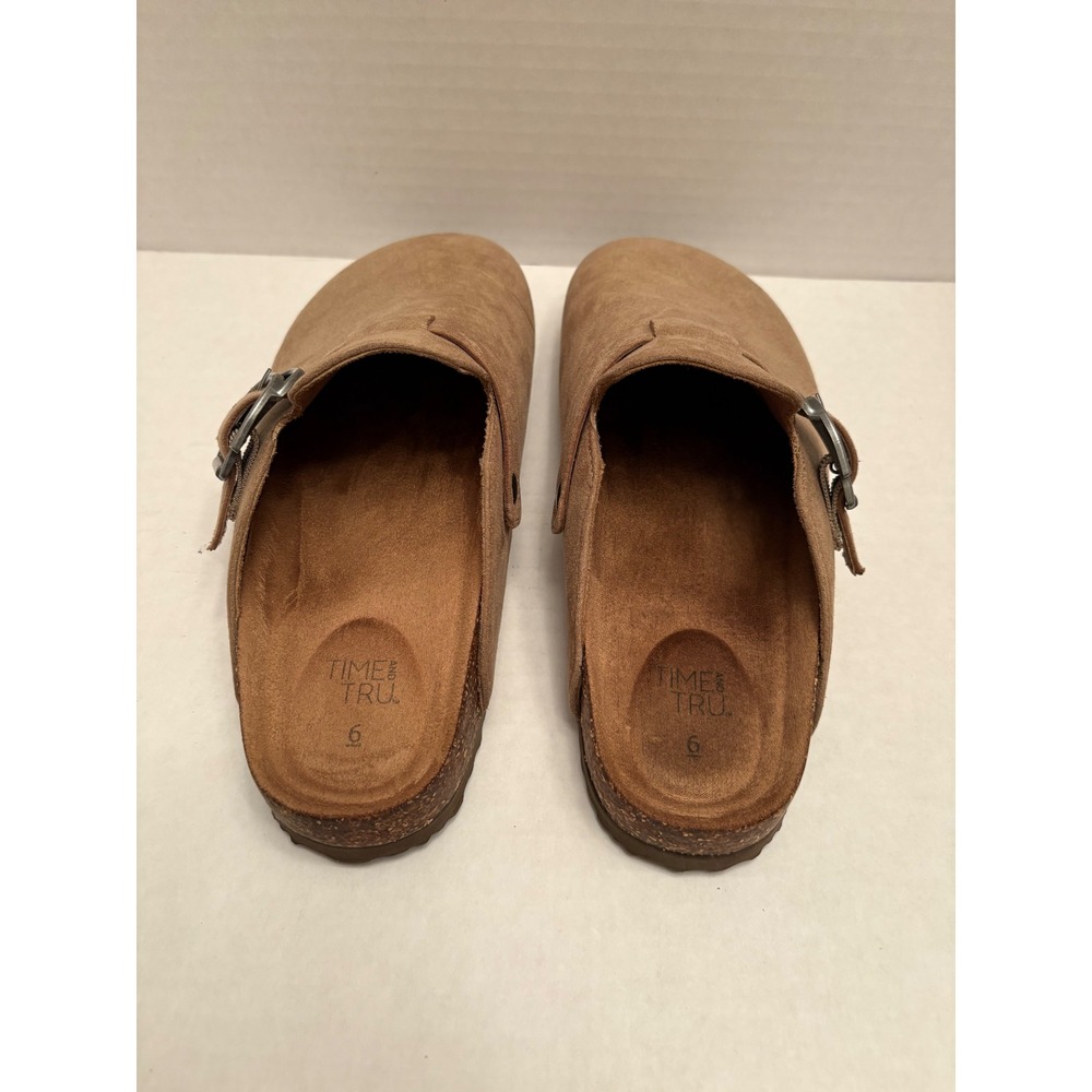 Time and Tru Womens Comfort Clogs Bundle Black Tan Faux Suede Mules Size 6 Pair - Picture 4 of 12